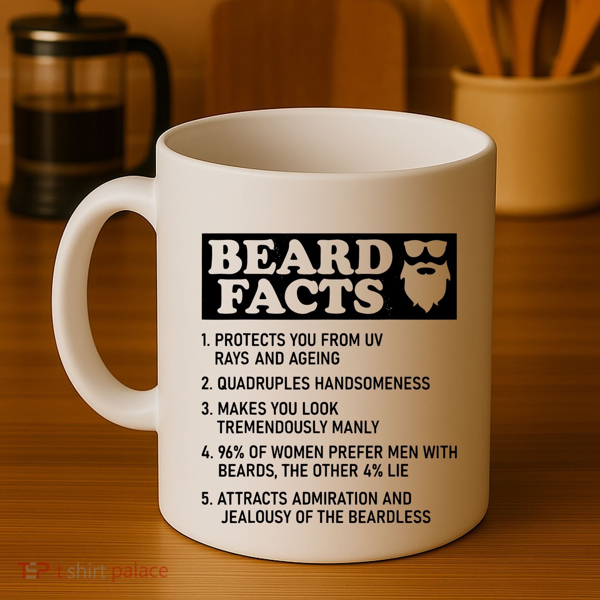 Funny Beard Facts Protects Ageing Makes Manly Bearded Dad Coffee Mug