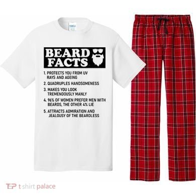 Funny Beard Facts Protects Ageing Makes Manly Bearded Dad Pajama Set