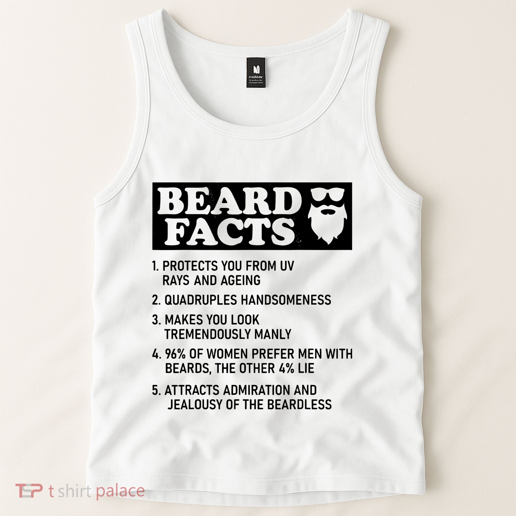 Funny Beard Facts Protects Ageing Makes Manly Bearded Dad Tank Top