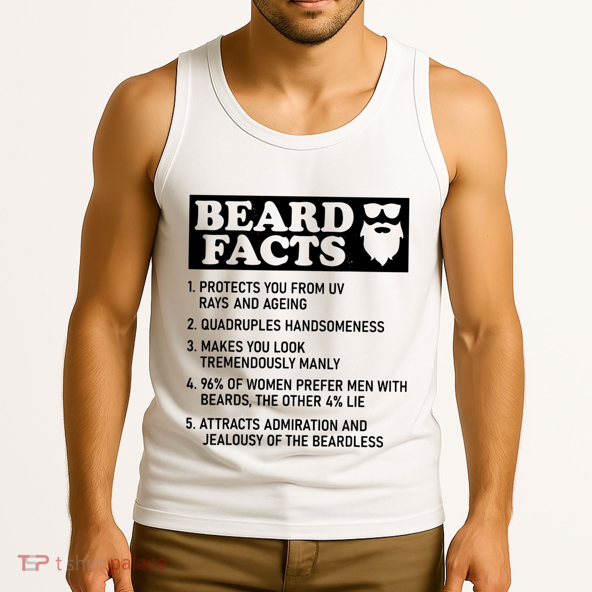 Funny Beard Facts Protects Ageing Makes Manly Bearded Dad Tank Top