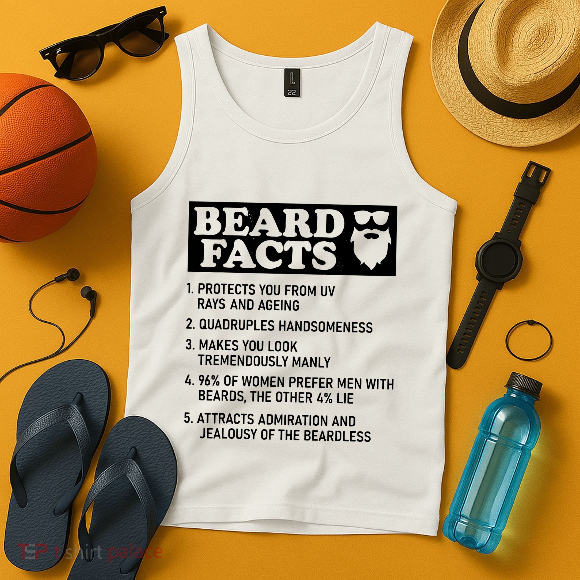 Funny Beard Facts Protects Ageing Makes Manly Bearded Dad Tank Top