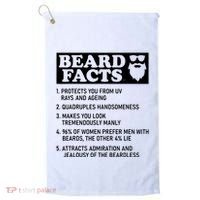 Funny Beard Facts Protects Ageing Makes Manly Bearded Dad Golf Towel thumb 0