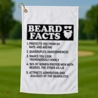 Funny Beard Facts Protects Ageing Makes Manly Bearded Dad Golf Towel thumb 1