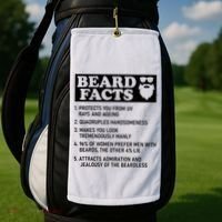 Funny Beard Facts Protects Ageing Makes Manly Bearded Dad Golf Towel thumb 2