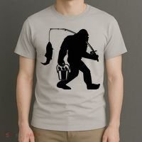 Funny Bigfoot Fishing Sasquatch Gift T-Shirt thumb 3