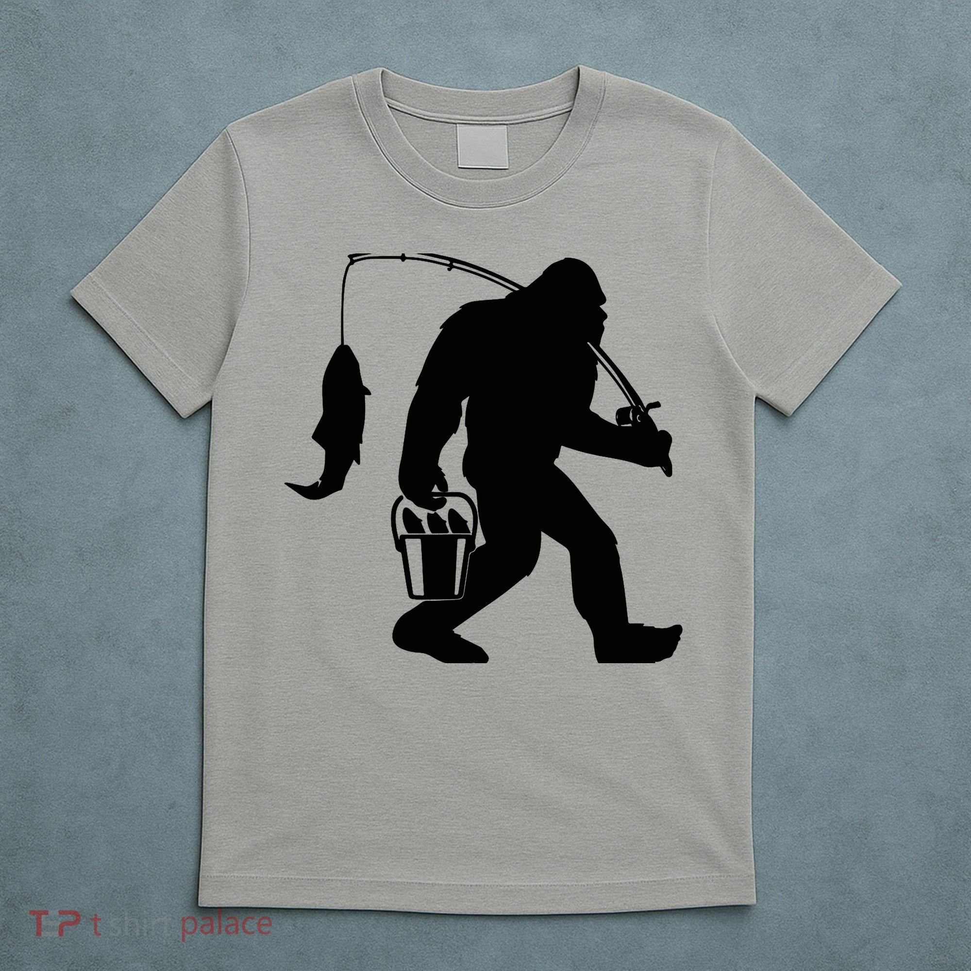 Funny Bigfoot Fishing Sasquatch Gift T-Shirt