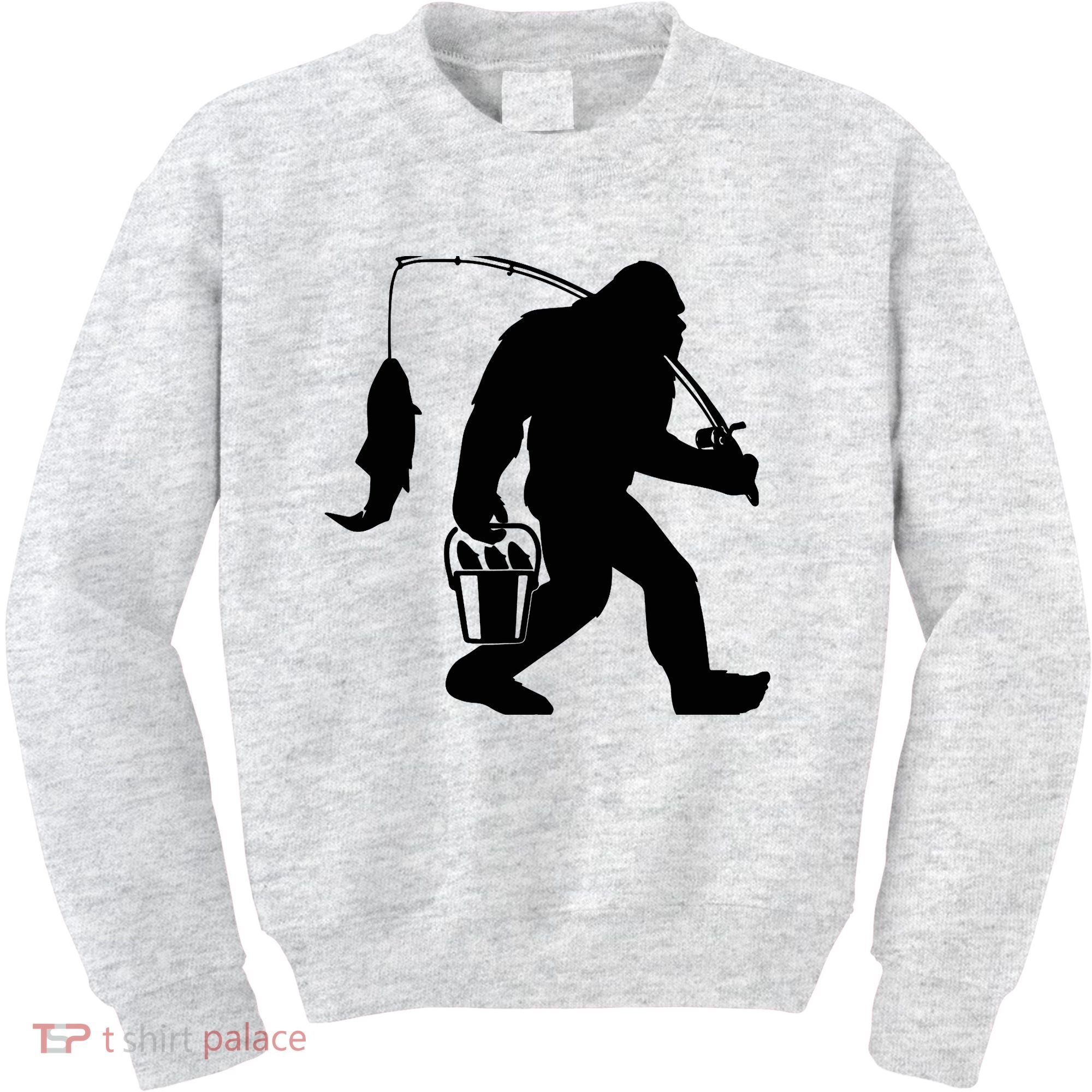 Funny Bigfoot Fishing Sasquatch Gift Kids Sweatshirt