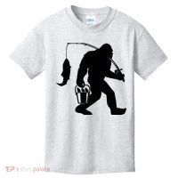 Funny Bigfoot Fishing Sasquatch Gift Kids T-Shirt thumb 0