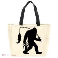 Funny Bigfoot Fishing Sasquatch Gift Tote Bag thumb 0