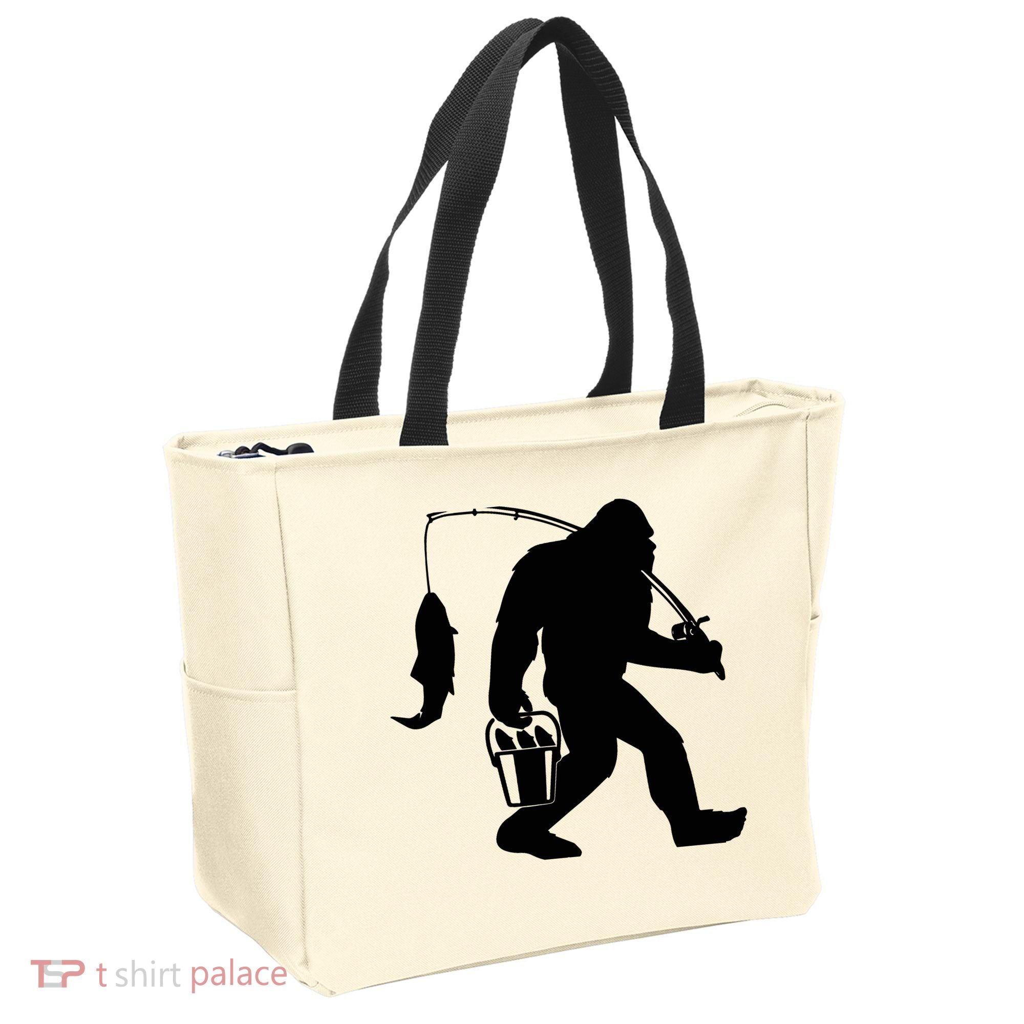 Funny Bigfoot Fishing Sasquatch Gift Tote Bag