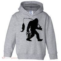 Funny Bigfoot Fishing Sasquatch Gift Toddler Hoodie thumb 0