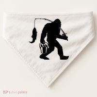 Funny Bigfoot Fishing Sasquatch Gift USA-Made Doggie Bandana thumb 0
