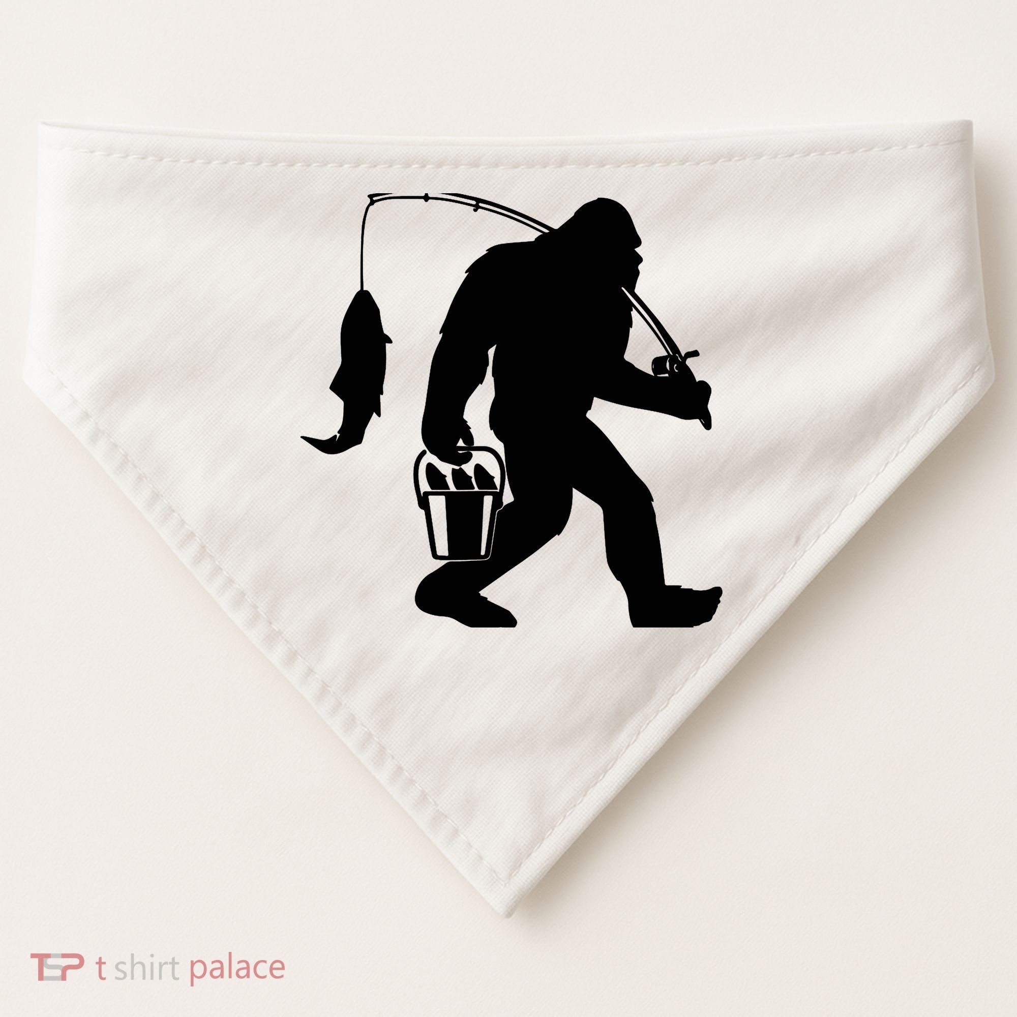 Funny Bigfoot Fishing Sasquatch Gift USA-Made Doggie Bandana