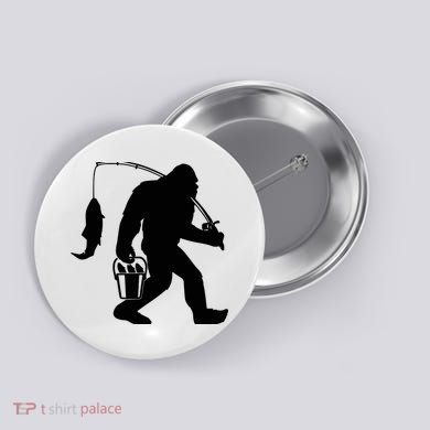 Funny Bigfoot Fishing Sasquatch Gift Button