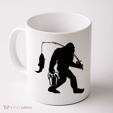 Funny Bigfoot Fishing Sasquatch Gift Coffee Mug