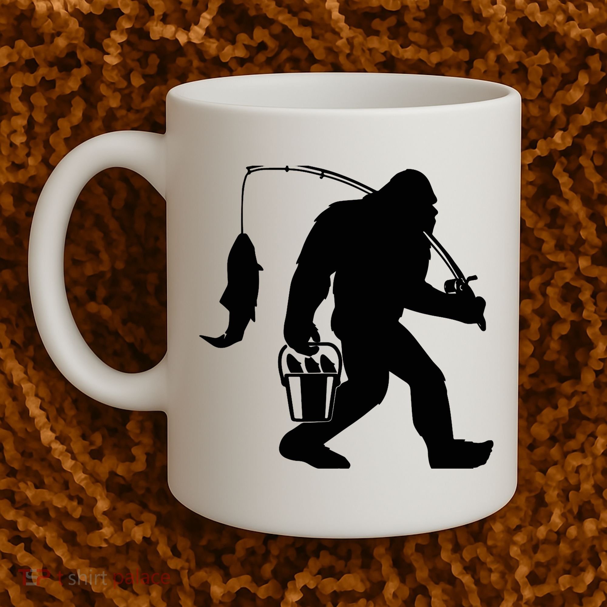 Funny Bigfoot Fishing Sasquatch Gift Coffee Mug