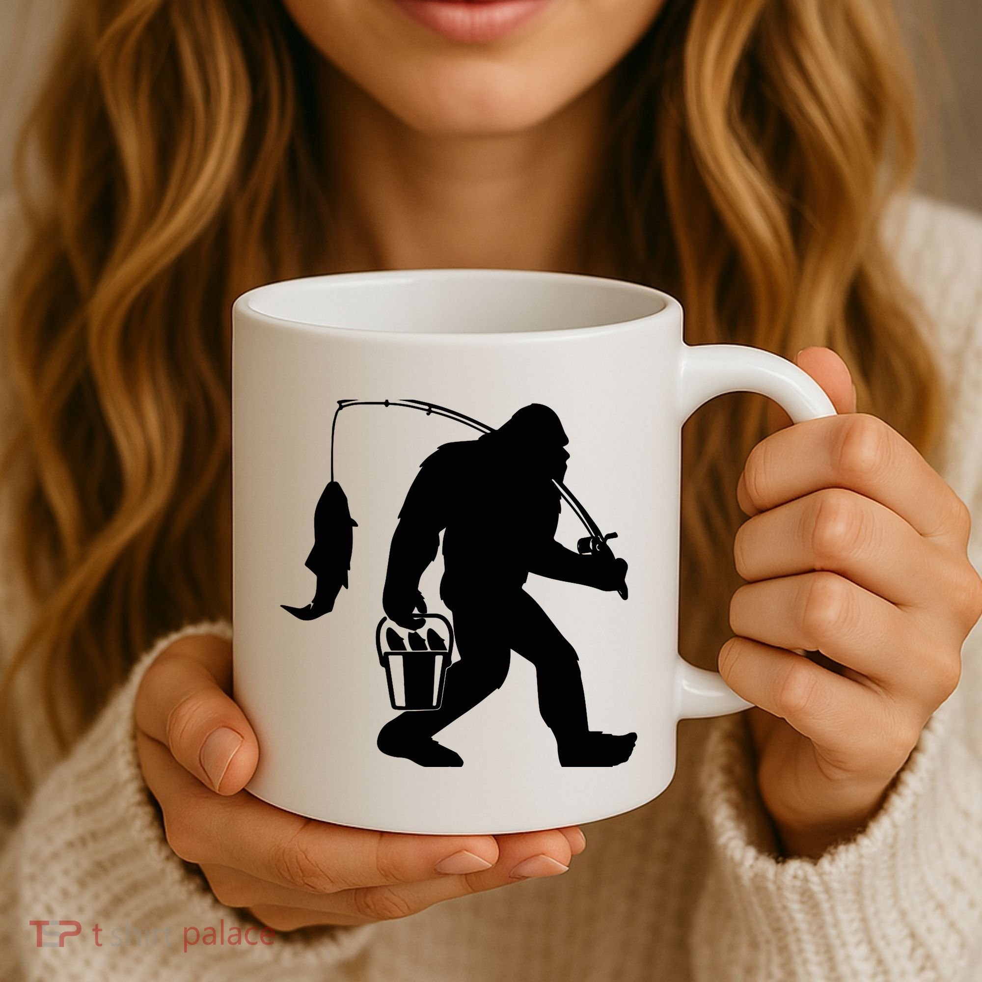 Funny Bigfoot Fishing Sasquatch Gift Coffee Mug