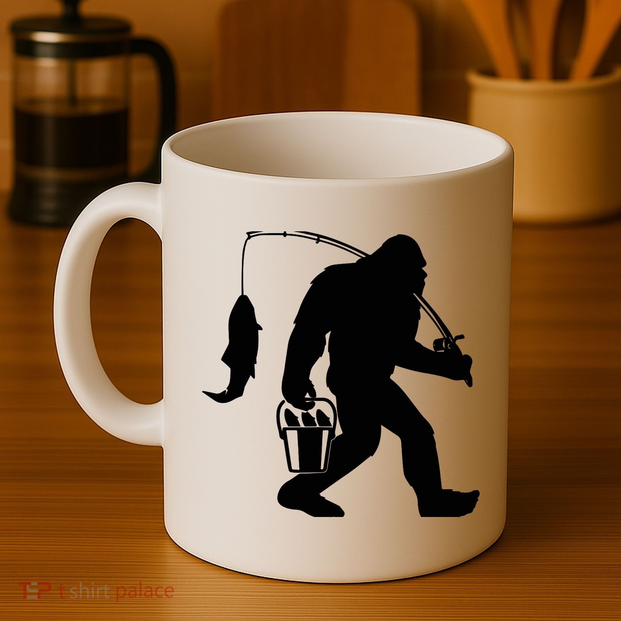Funny Bigfoot Fishing Sasquatch Gift Coffee Mug