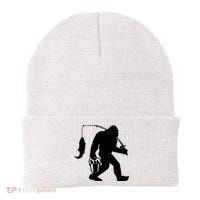 Funny Bigfoot Fishing Sasquatch Gift Beanie thumb 0