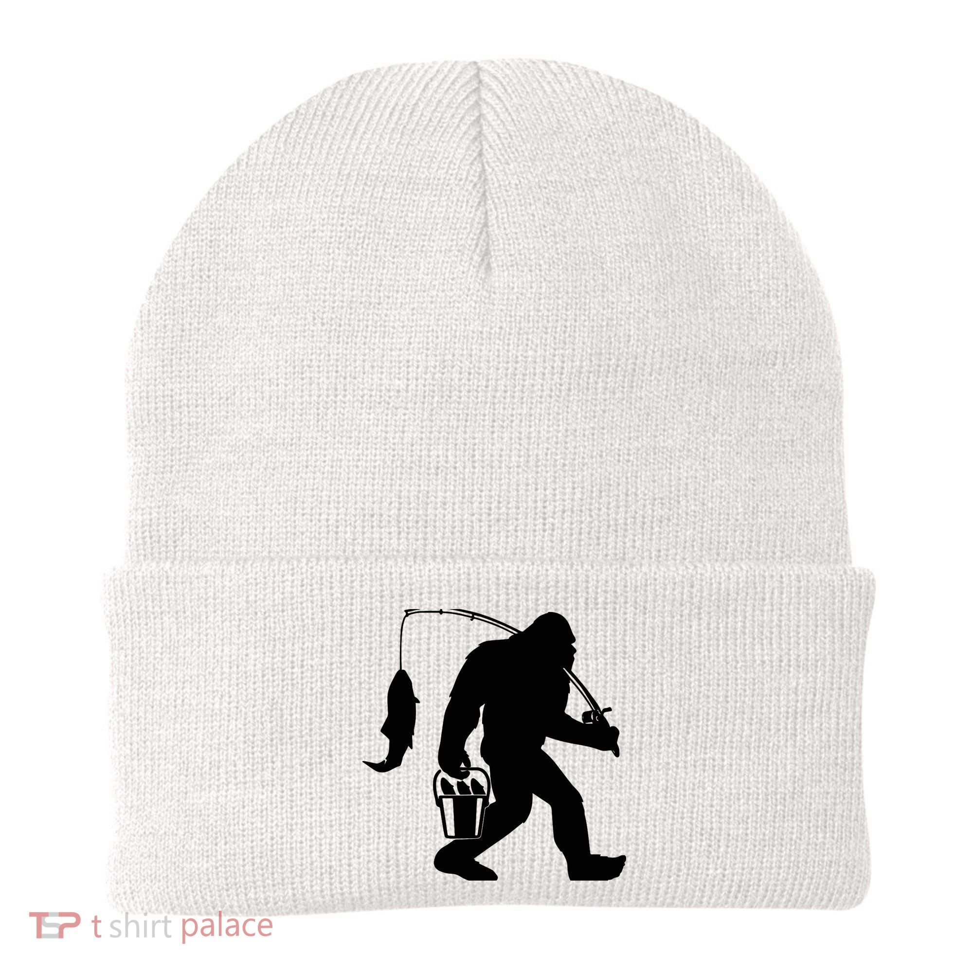 Funny Bigfoot Fishing Sasquatch Gift Beanie