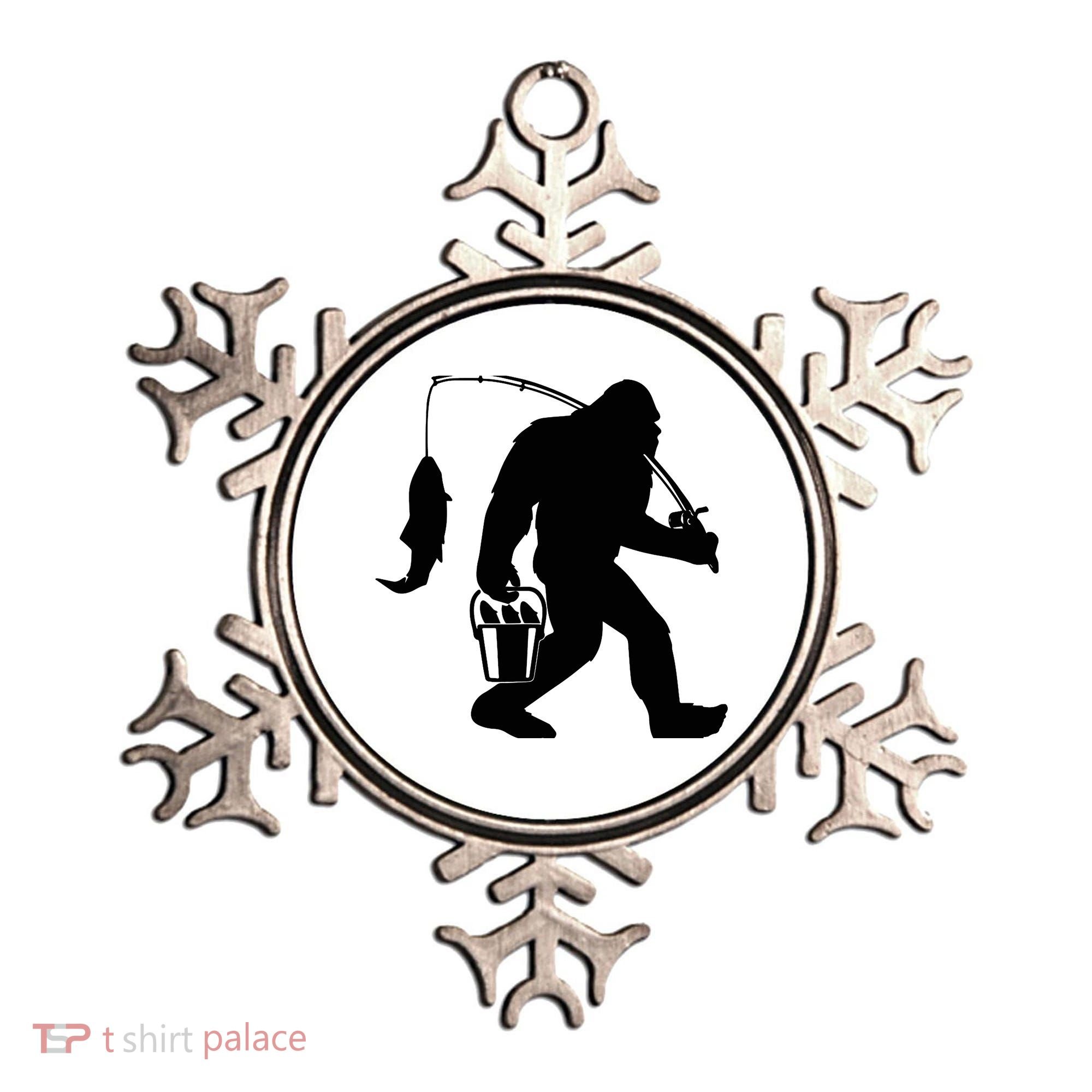 Funny Bigfoot Fishing Sasquatch Gift Ornament
