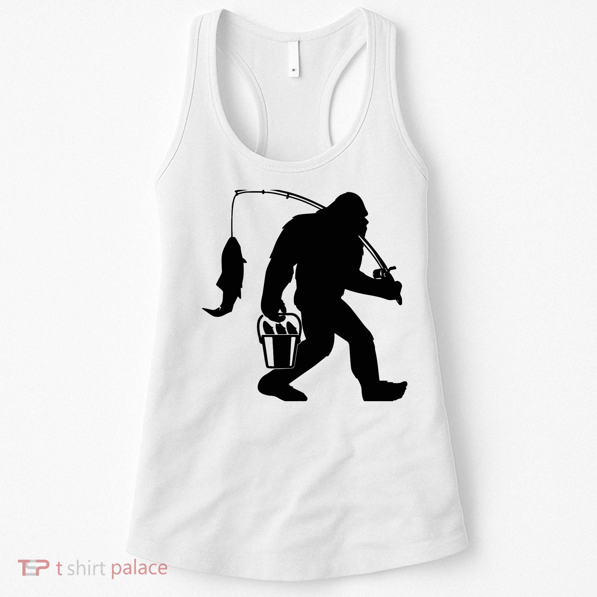 Funny Bigfoot Fishing Sasquatch Gift Women's Tank Top