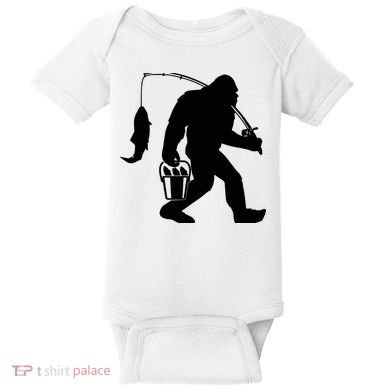 Funny Bigfoot Fishing Sasquatch Gift Baby Bodysuit