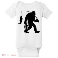 Funny Bigfoot Fishing Sasquatch Gift Baby Bodysuit thumb 0