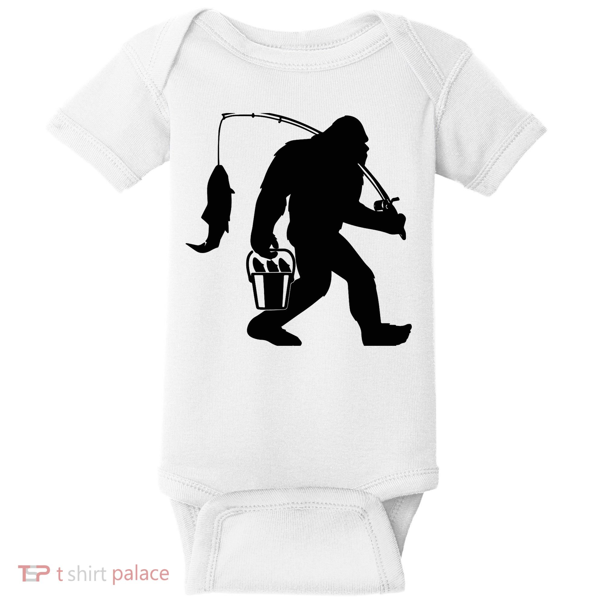 Funny Bigfoot Fishing Sasquatch Gift Baby Bodysuit