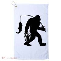 Funny Bigfoot Fishing Sasquatch Gift Golf Towel thumb 0