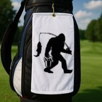 Funny Bigfoot Fishing Sasquatch Gift Golf Towel thumb 2