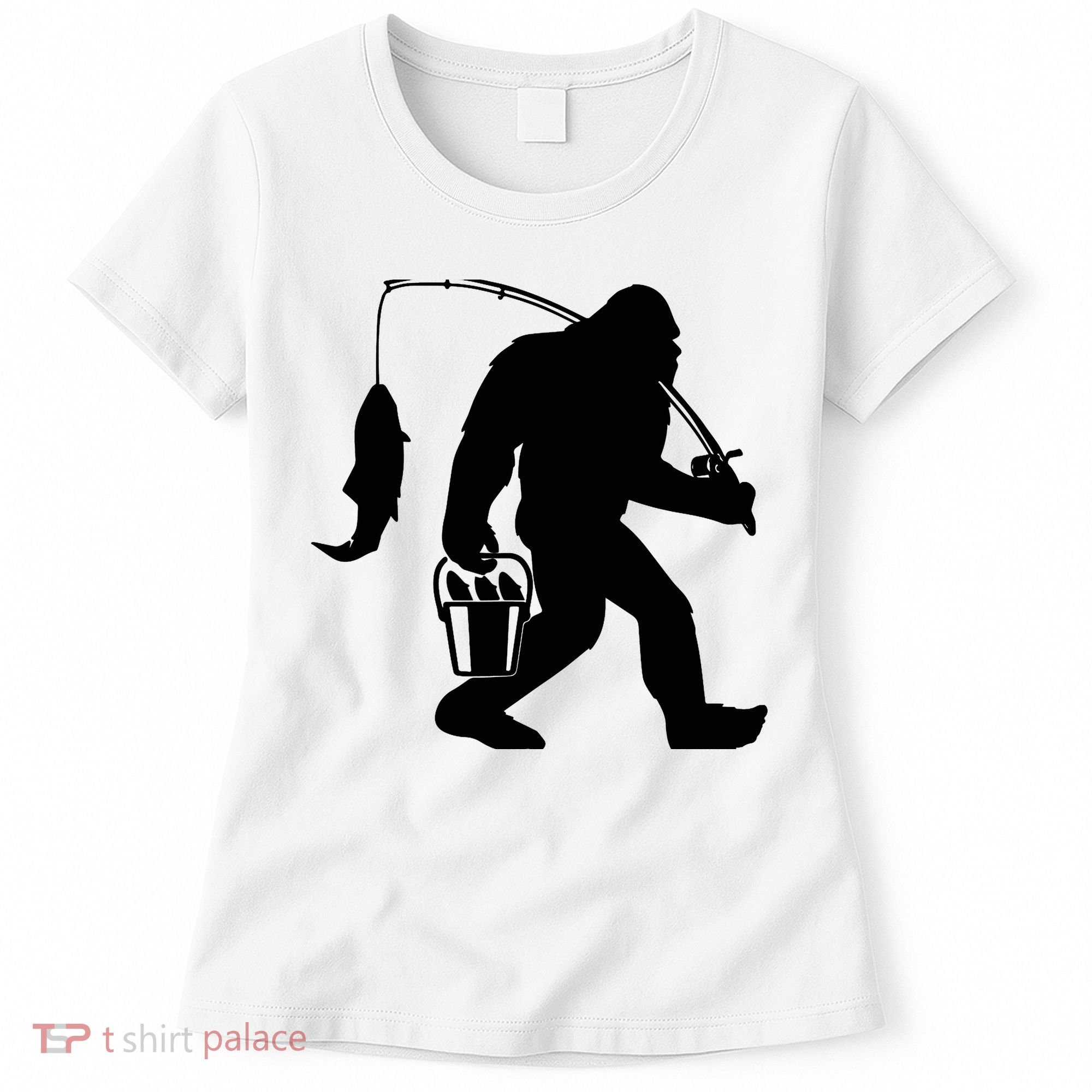 Funny Bigfoot Fishing Sasquatch Gift Women's T-Shirt