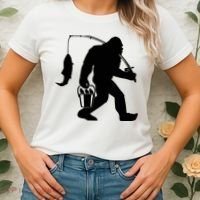 Funny Bigfoot Fishing Sasquatch Gift Women's T-Shirt thumb 2