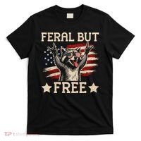 Feral But Free Raccoon USA Freedom America T-Shirt thumb 0