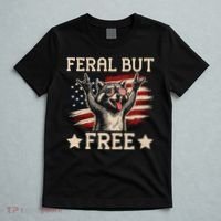 Feral But Free Raccoon USA Freedom America T-Shirt thumb 5