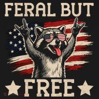 Feral But Free Raccoon USA Freedom America T-Shirt thumb 7