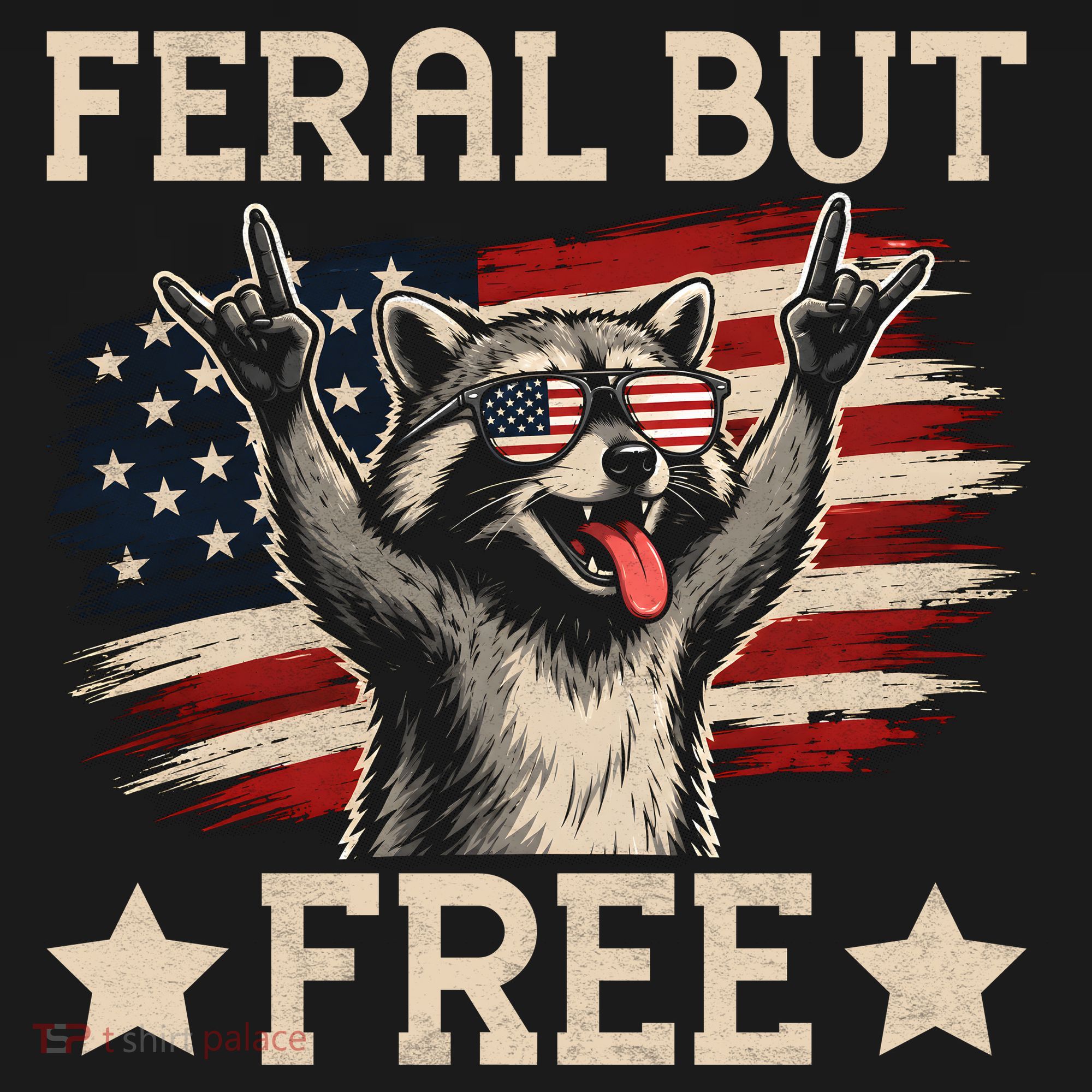Feral But Free Raccoon USA Freedom America Mousepad