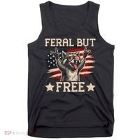 Feral But Free Raccoon USA Freedom America Tank Top thumb 0