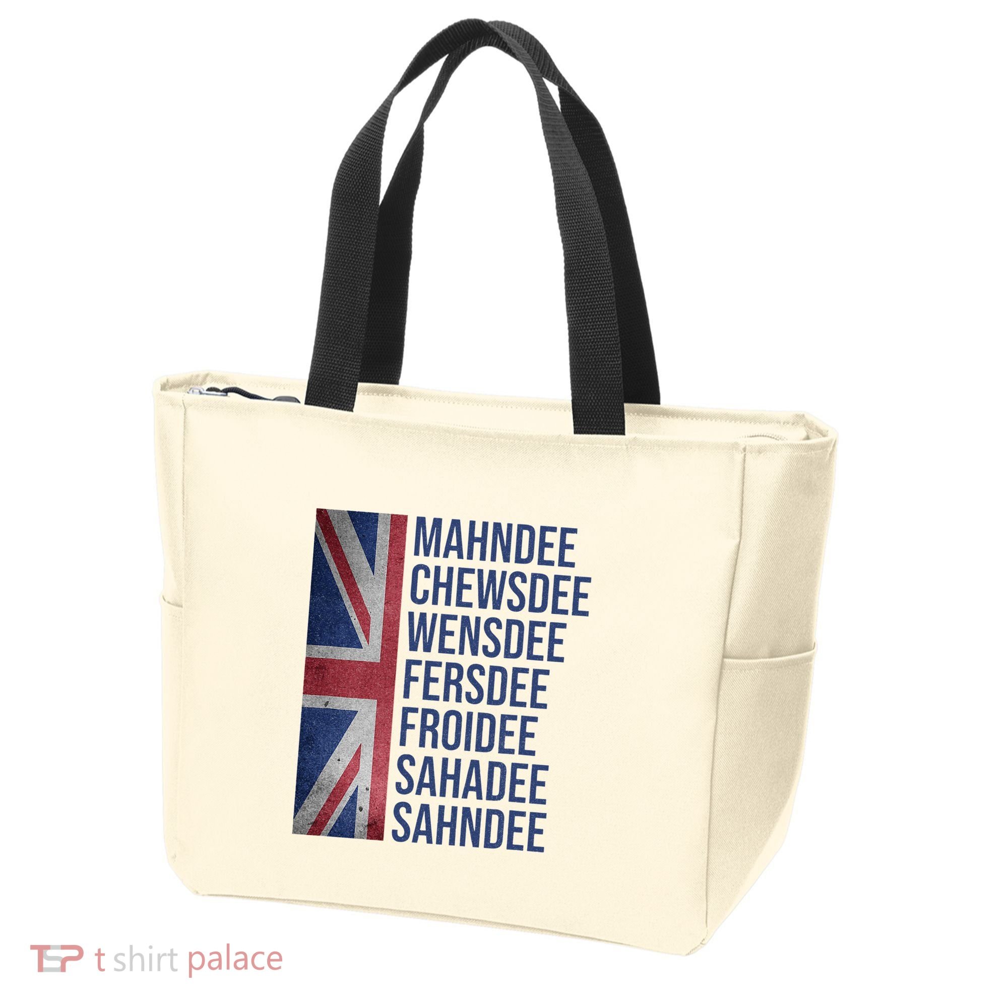 Funny British Flag Cockney Accent Days Of The Week London Tote Bag