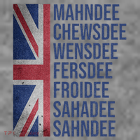 Funny British Flag Cockney Accent Days Of The Week London Toddler Hoodie thumb 2