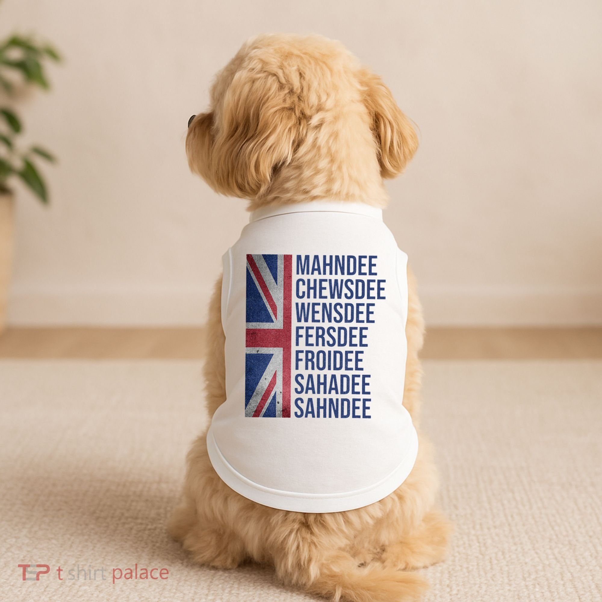 Funny British Flag Cockney Accent Days Of The Week London Doggie Tank