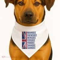 Funny British Flag Cockney Accent Days Of The Week London USA-Made Doggie Bandana thumb 1