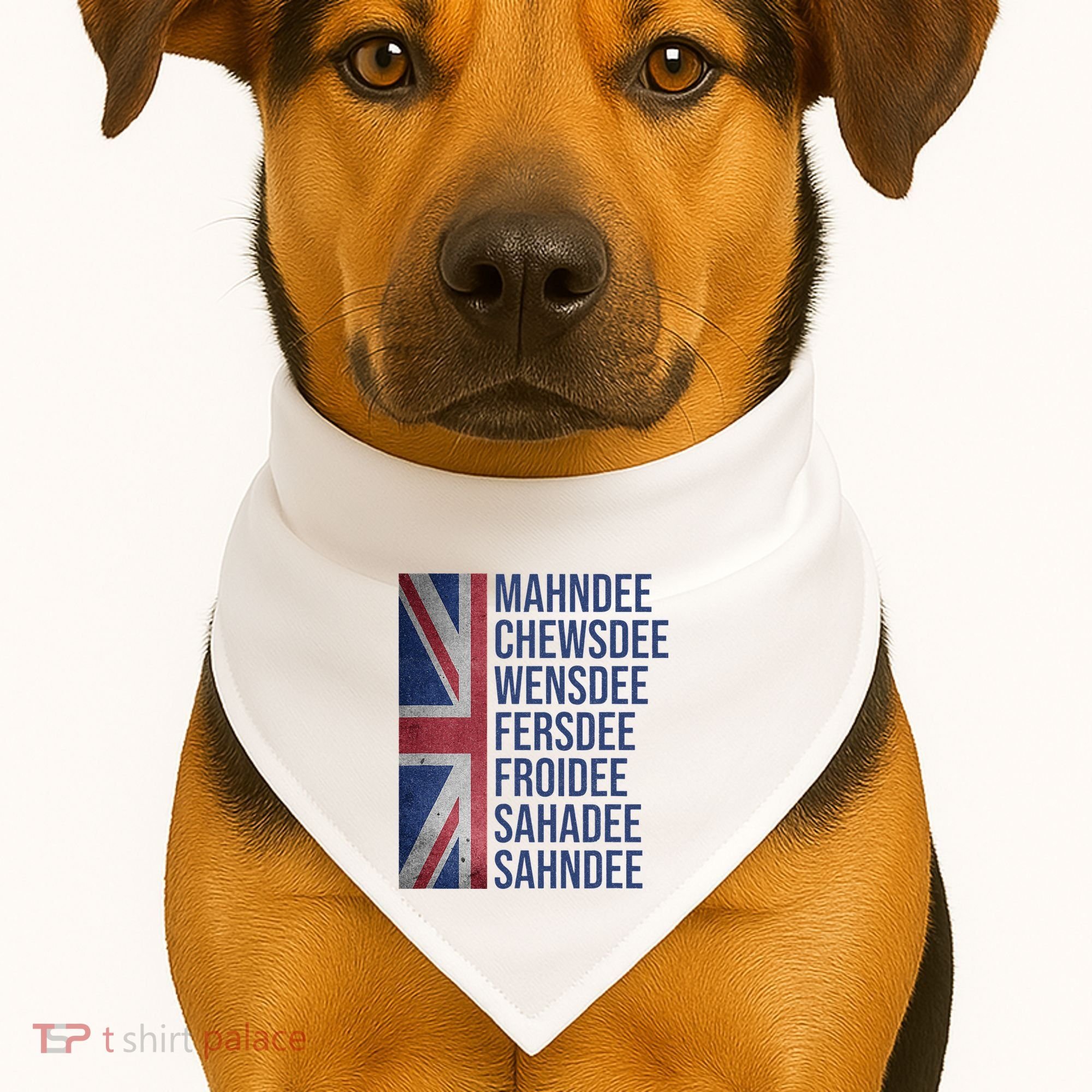 Funny British Flag Cockney Accent Days Of The Week London USA-Made Doggie Bandana