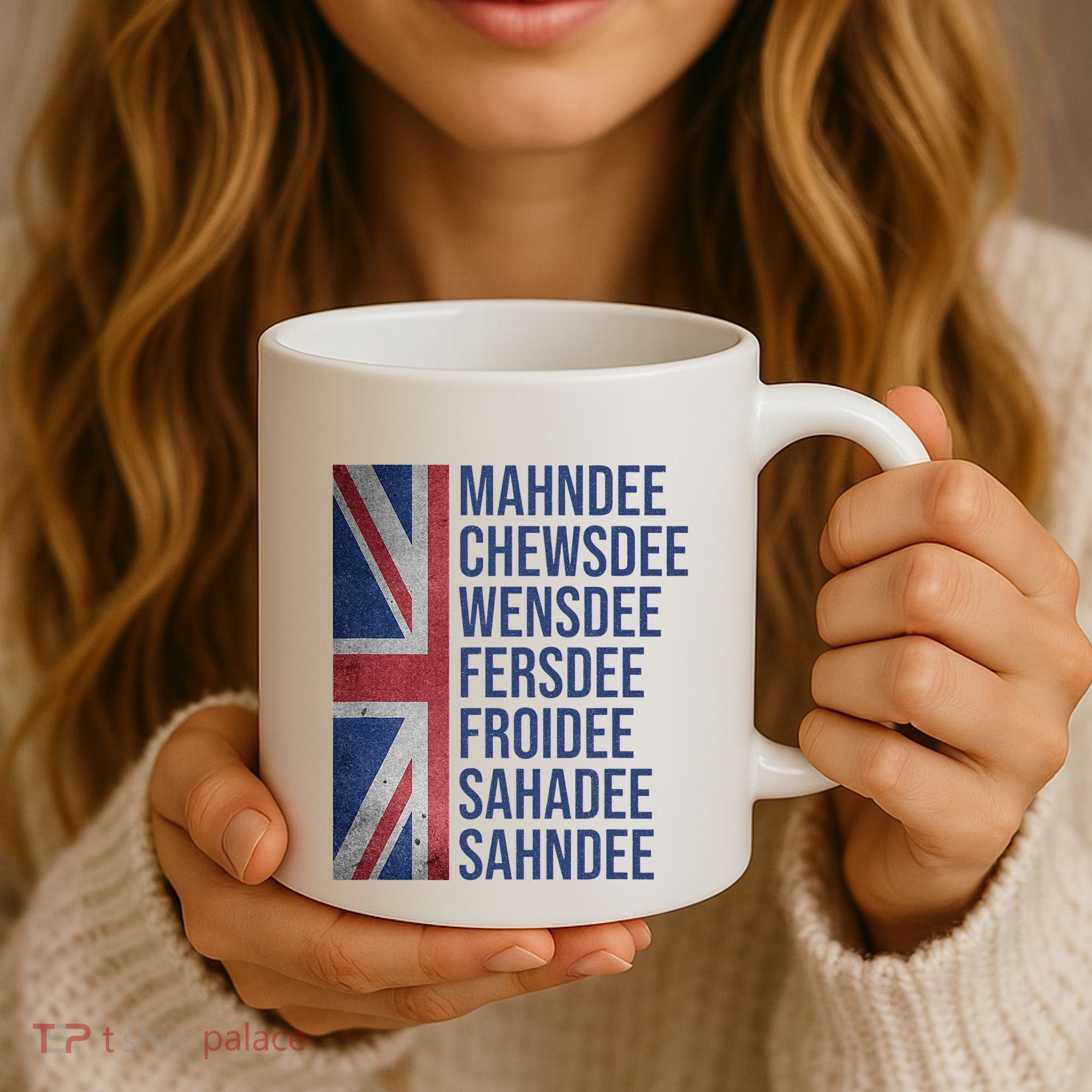 Funny British Flag Cockney Accent Days Of The Week London Coffee Mug