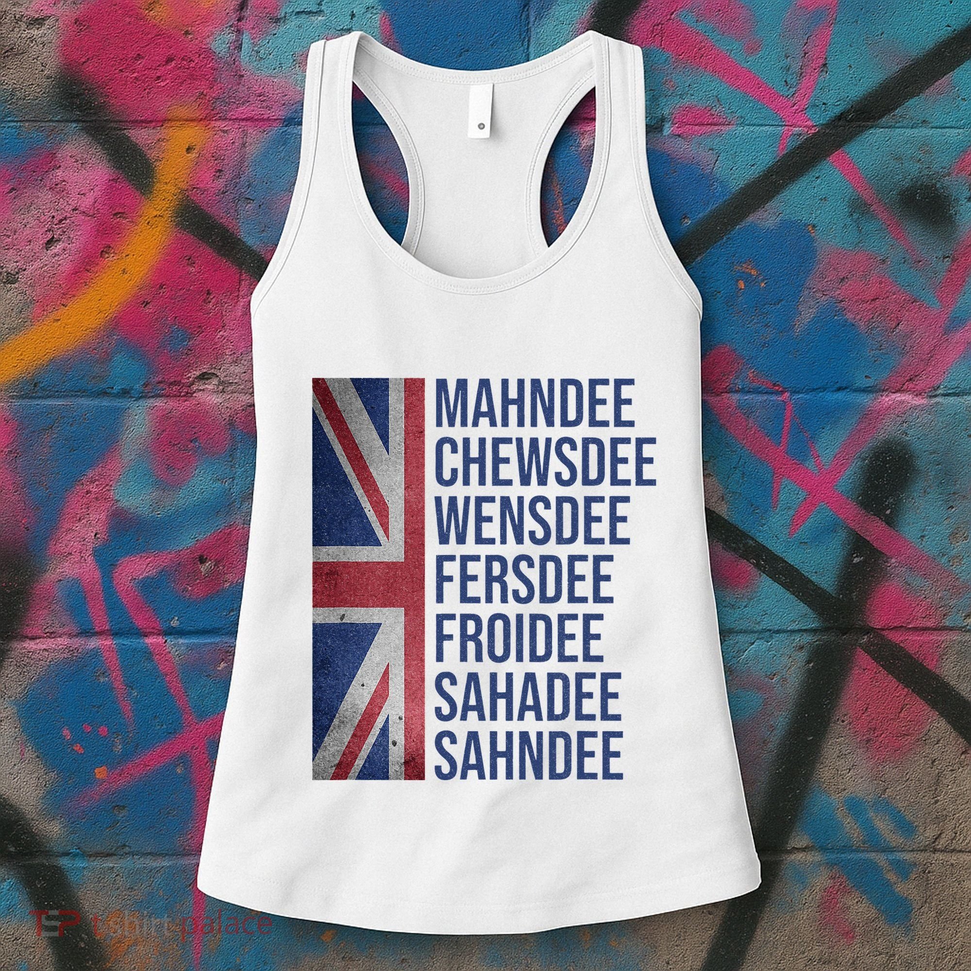 Funny British Flag Cockney Accent Days Of The Week London Women's Tank Top