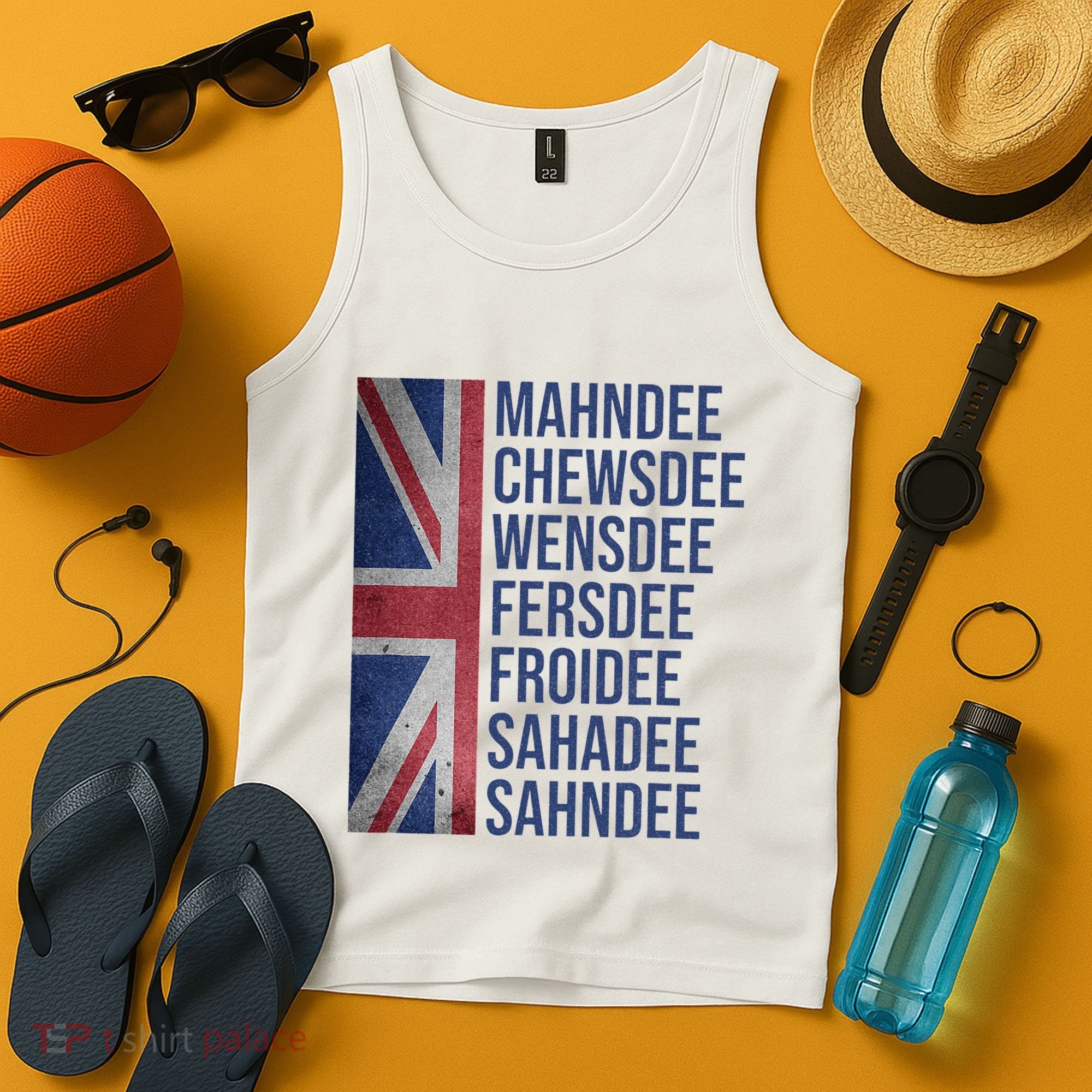 Funny British Flag Cockney Accent Days Of The Week London Tank Top