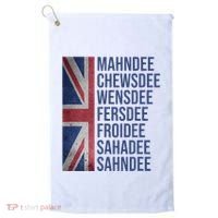 Funny British Flag Cockney Accent Days Of The Week London Golf Towel thumb 0