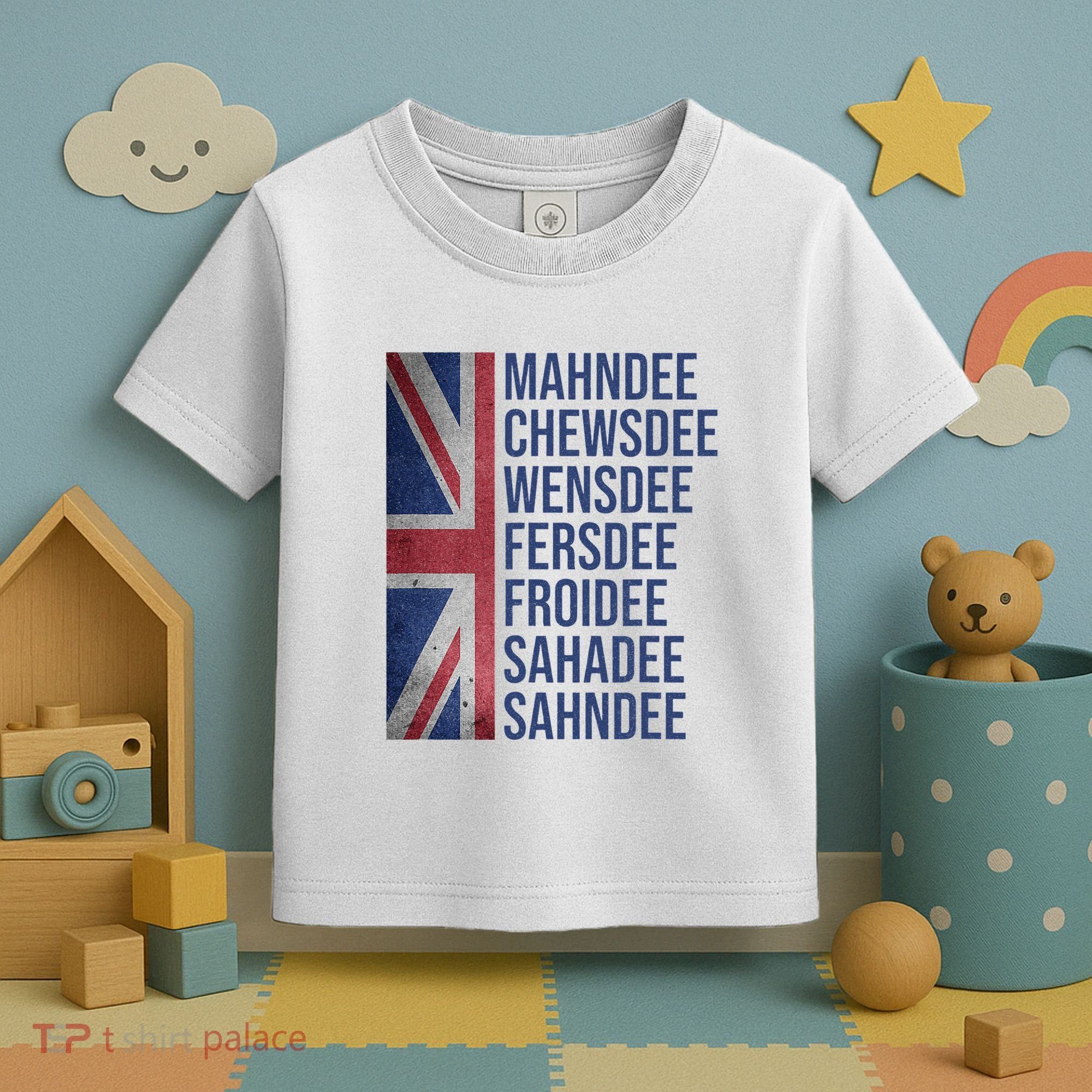 Funny British Flag Cockney Accent Days Of The Week London Toddler T-Shirt