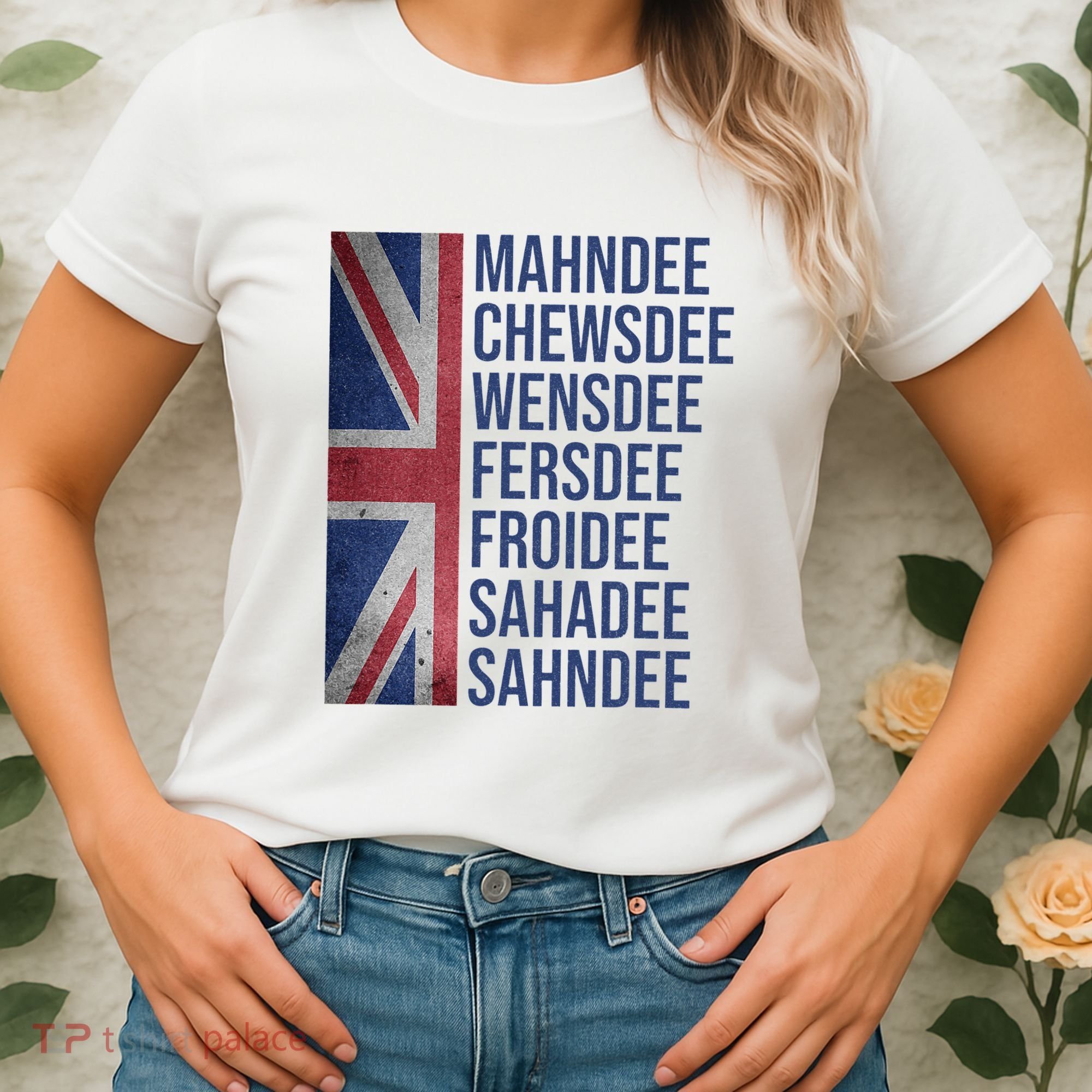 Funny British Flag Cockney Accent Days Of The Week London Women's T-Shirt