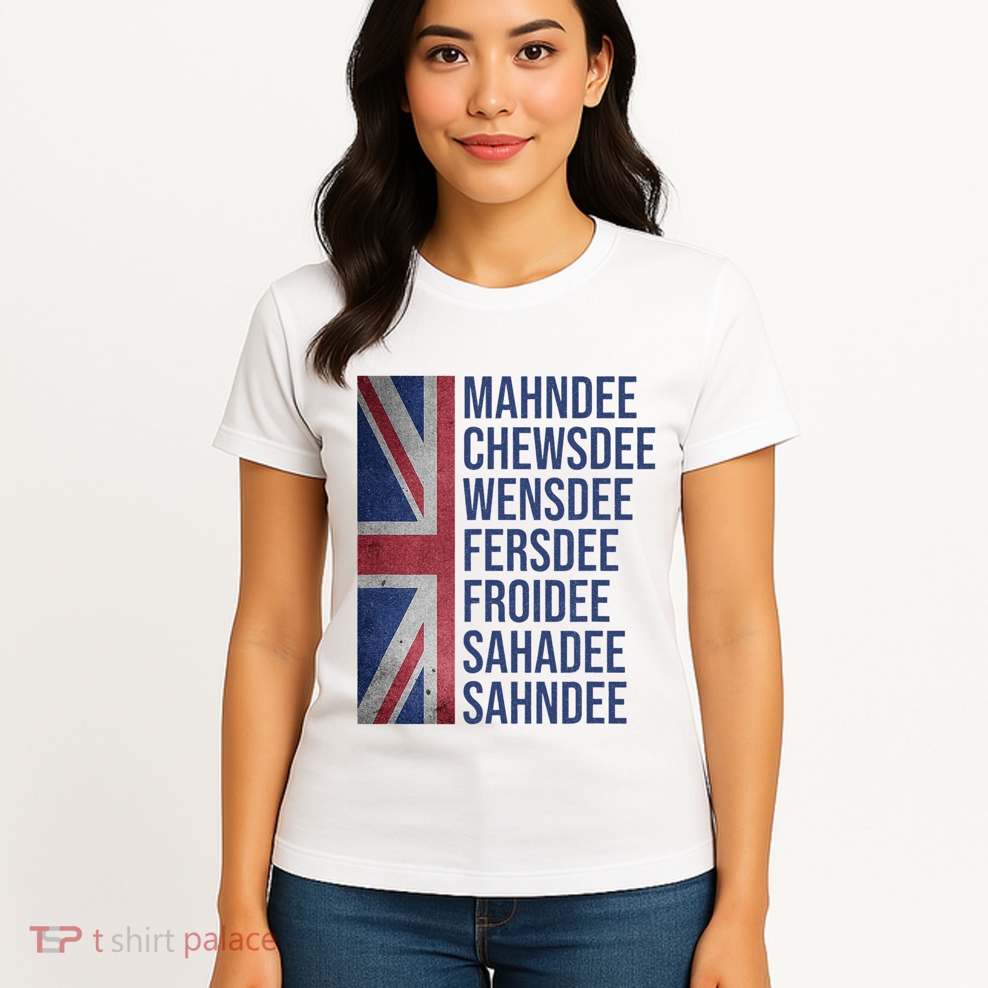 Funny British Flag Cockney Accent Days Of The Week London Women's T-Shirt
